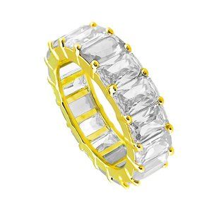 ORENTINI Gold Plated White Emerald-Cut CZ Ring